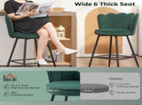 Set of Two Velvet-Feel Lotus Bar Stools - Dark Green T3398P377908
