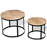 Two Piece Coffee Table Set Rough Mango Wood Round 40 cm/50 cm 244006