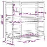 Triple Bunk Bed without Mattress Wax Brown 80x200 cm Solid Wood Pine 3284253