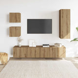 5 Piece TV Cabinet Set Wall-mounted Artisan Oak Engineered Wood 3328998