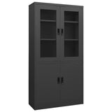 Office Cabinet Anthracite Steel, tempered glass Large 335949