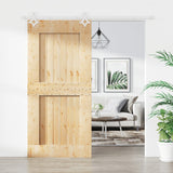 Sliding Door with Hardware Set 95x210 cm Solid Wood Pine 3203189