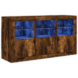 Sideboard with LED Lights Smoked Oak 123x37x67 cm 3209062