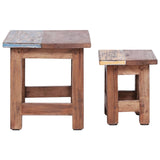 ZNTS Nesting Tables 2 pcs Solid Mahogany Wood 283922