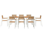 Garden Dining Set 9 pcs Brown Solid teak wood 3334804