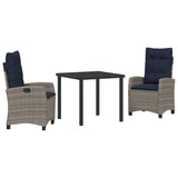 Garden Dining Set with Cushion 3 pcs Grey Poly Rattan 3380463