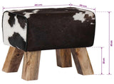 Bench 40 x 30 x 45 cm Real Leather Black and White 42042102