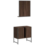 ZNTS 2 Piece Bathroom Cabinet Set Brown Oak Engineered Wood 3214338