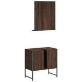 2 Piece Bathroom Cabinet Set Brown Oak Engineered Wood 3214338