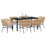 Garden Dining Set with Cushion 7 pcs Brown Powder-Coated Steel 3380929