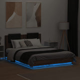Bed Frame with LED without Mattress Brown Oak 135x190 cm Double 3210051