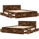 Bed Frame with Headboard without Mattress Smoked Oak 160x200 cm 3295552