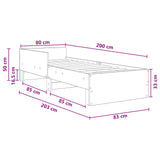 Bed Frame with Headboard Black Oak 80 x 200 cm Engineered Wood 8009041
