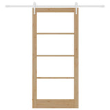 Sliding Door Natural 93 x 202 cm Solid Pine Wood and Glass 3332427