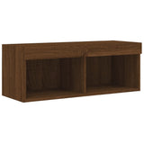 TV Cabinet with LED Lights Brown Oak 80x30x30 cm 837153