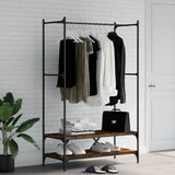 Clothes Rack with Shelves Smoked Oak Engineered Wood 834202