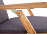 Folding Deck Chair with Cushion Dark Grey Solid Teak Wood 42030523