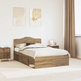 Bed Frame Artisian Oak 135 x 190 cm Solid Pine Wood 3412915
