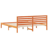 Bed Frame with Headboard Wax Brown 200 x 200 cm Solid Pine Wood 872277