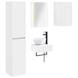 Bathroom Furniture Set 5 pcs White Engineered Wood and Glass 3407255