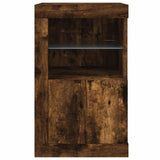 Side Cabinets with LED Lights 2 pcs Smoked Oak Engineered Wood 836639