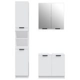 3 Piece Bathroom Cabinet Set White Engineered Wood 3115876
