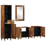 Bathroom Cabinet Set 4 pcs Honey Brown Solid Mango Wood 3310149