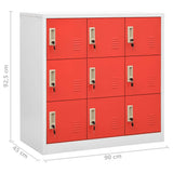 Locker Cabinets 2 pcs Light Grey and Red 90x45x92,5 cm Steel 3095241
