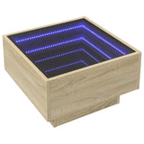 ZNTS Coffee Table with LED Sonoma Oak 50x50x30 cm Engineered Wood 847506