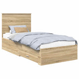 Bed Frame with Headboard Sonoma Oak 90 x 200 cm Engineered Wood 3411352