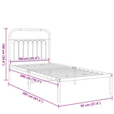 Metal Bed Frame without Mattress with Headboard Black 90x200cm 376593