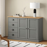 Sideboard with Drawers VIGO 113x40x75 cm Grey Solid Wood Pine 353189