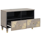 TV Cabinet with Drawer Grey 70 x 33 x 46 cm Solid Mango Wood 4018773