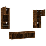 6 Piece TV Wall Units with LED Smoked Oak Engineered Wood 3216619
