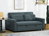 Loveseat Sofa Bed, Convertible Bed Settee with 2 Cushions, Side Pockets for Living Room, Charcoal T3398P377931
