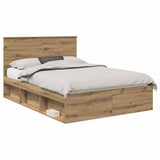 Bed Frame Artisian Oak 140 x 200 cm Solid Pine Wood 3411009