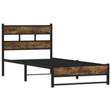 ZNTS Metal Bed Frame without Mattress Smoked Oak 90x200 cm 4017211