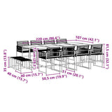 13 Piece Garden Dining Set Black Poly Rattan 3295045