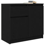 Sideboard with Drawer Black Oak 71x35x65 cm Engineered Wood 861599