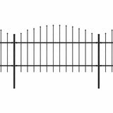 Garden Fence with Spear Top Steel 892.5x125 cm Black 277725