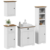 4 Piece Bathroom Furniture Set BODO White and Brown Solid Wood Pine 3307651