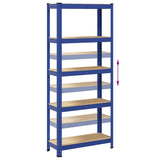 5-Layer Storage Shelves 2 pcs Blue Steel&Engineered Wood 3307586
