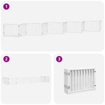 Dog Gate with Door Foldable 10 Panels White 800 cm Poplar Wood 3155563