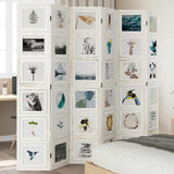 Room Divider 6 Panels White Solid Wood Paulownia 358699