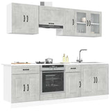 8 Piece Kitchen Cabinet Set Kalmar Concrete Grey Engineered Wood 3314825