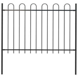 ZNTS Garden Fence with Hoop Top Steel 1.7 m Black 144931