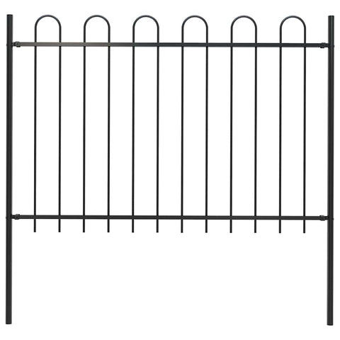 ZNTS Garden Fence with Hoop Top Steel 1.7 m Black 144931