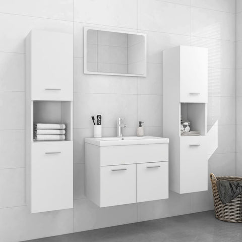 ZNTS Bathroom Furniture Set White Engineered Wood 3071045