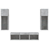 5 Piece TV Wall Units with LED Concrete Grey Engineered Wood 3216600