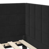 Corner Bed Frame with Headboard Black 90 cm x 190 cm Velvet 42016423